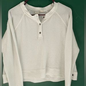 Waffle knit white top